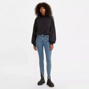 Levis 721 Skinny high rise Long Division front seam slit at bottom 33 x 30 NWT